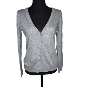 Forever 21 Gray Cardigan Knit‎ Button Front Long Sleeve Top Small Women